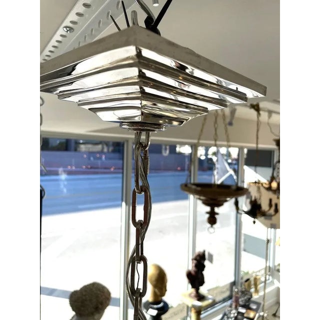 Metal 4-Light Chandelier Nickel Plated Georgian Style For Sale - Image 7 of 13
