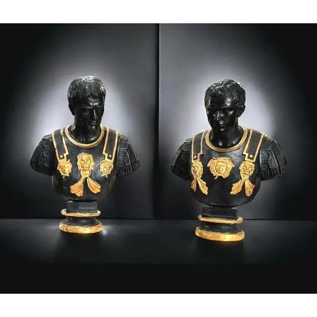 Vintage Busts of Roman Emperors in Patinated and Gilded Bronze, 1950, Set of 4 For Sale - Image 9 of 11