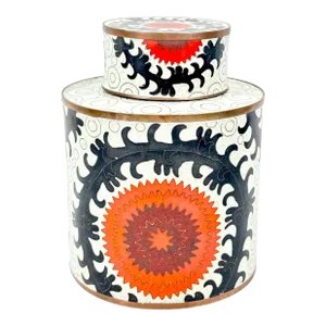 Vintage Fabienne Jouvin Cloisonné Lidded Jar
