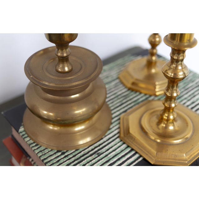 Antique Danish Brass Candlesticks, 1890s, Set of 5 For Sale - Image 16 of 17
