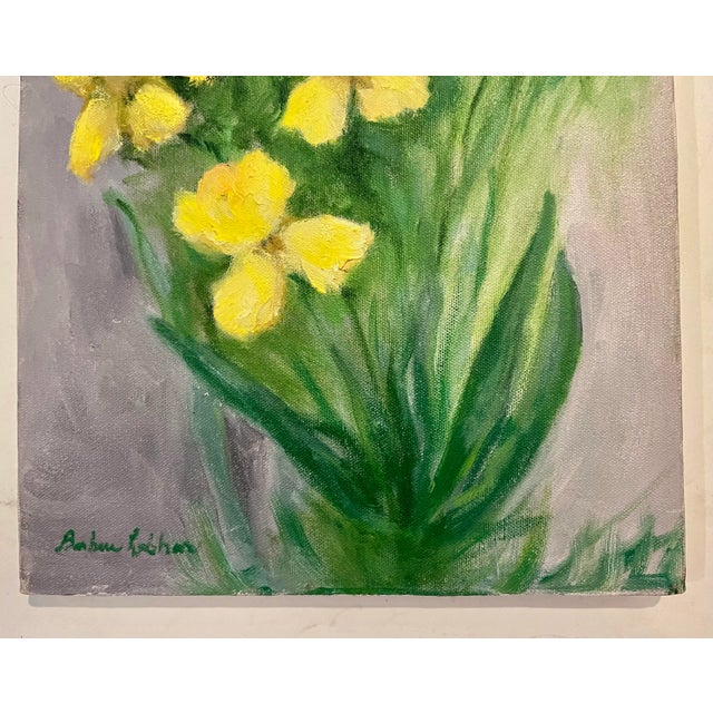 1980s Barbara Lebhar Oil on Canvas Daffodils Painting For Sale - Image 5 of 5