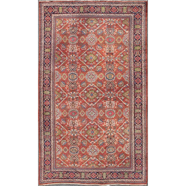 Antique Persian Sultanabad-Mahal Rug in Jewel Tones & All-Over Geometric Design For Sale - Image 12 of 12