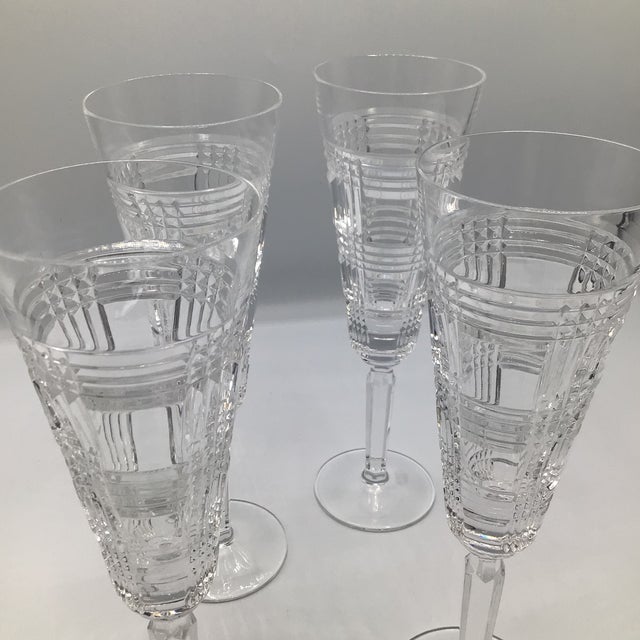 1990s Ralph Lauren Classic Crystal Glen Plaid Champagne Flutes - Set of 4 For Sale - Image 12 of 12