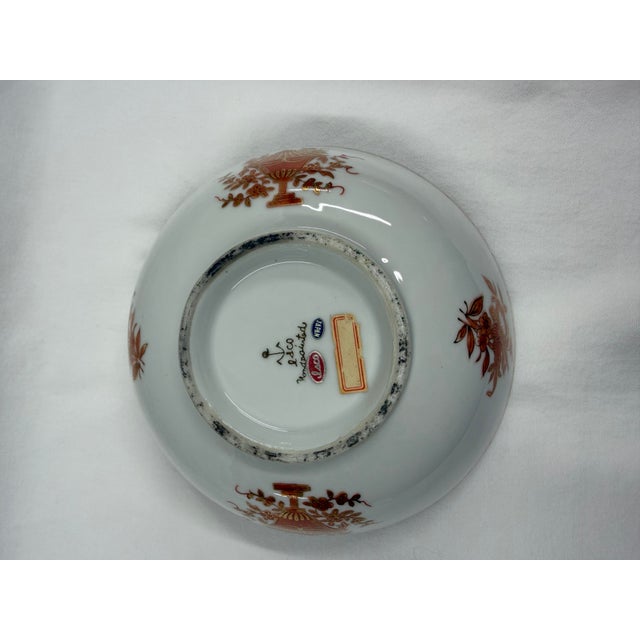Burnt Orange Mid 20th Century Neo Classical Gilt-Rimmed Hand Painted Porcelain Bowl on Stand For Sale - Image 8 of 12