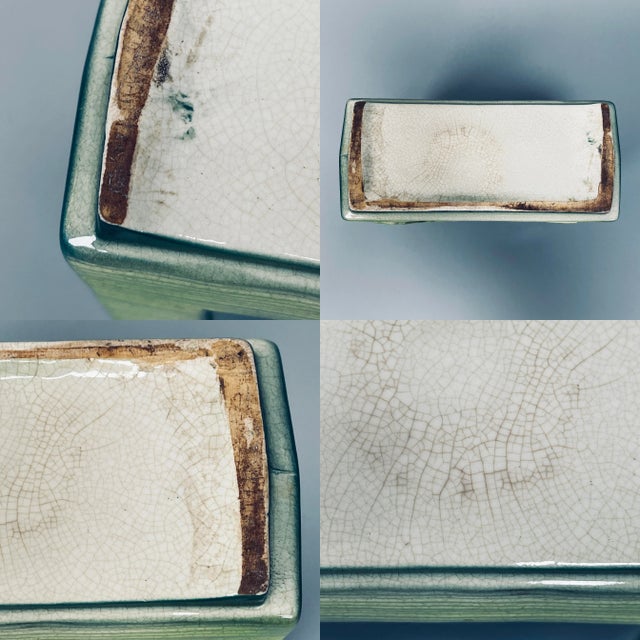 Vintage Mid-Century Modern Royal Copley Springbok Gazelle Rectangular Ceramic Flower Vase Deco For Sale - Image 12 of 13