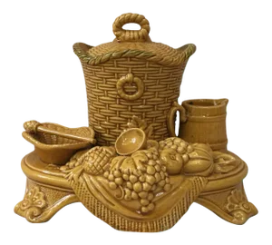 19th Century Austrian Majolica Tablescape Smoker Set