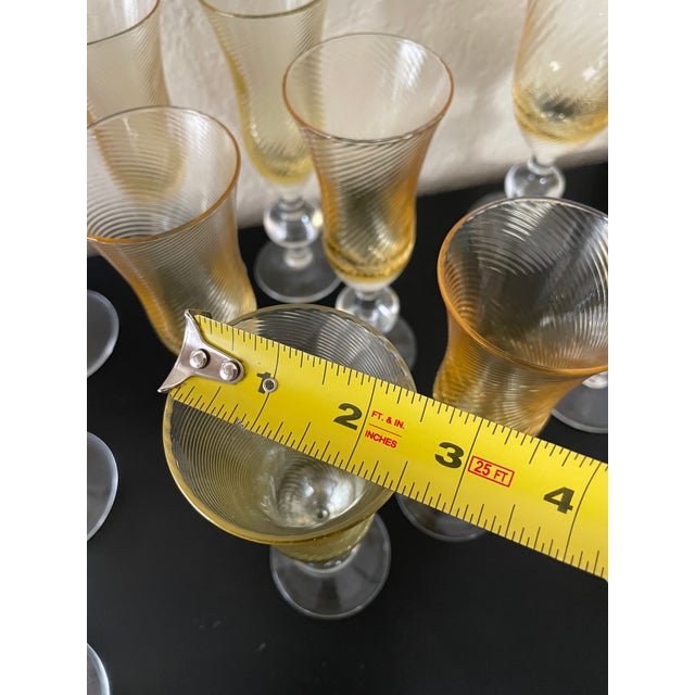 Vintage Italian Wine Glass Set of 12 Amber Swirl Golf Ball Stem Champagne Goblet For Sale - Image 13 of 14