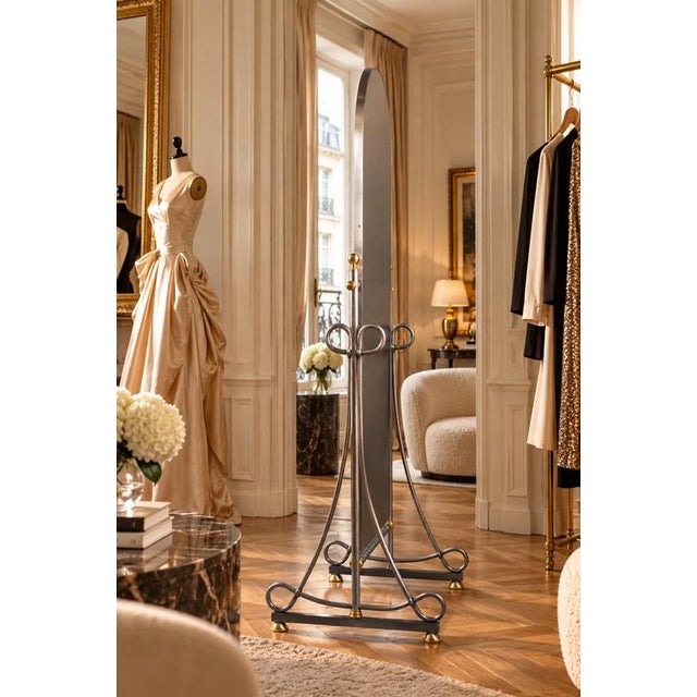 Mid-Century Italian Psyche Mirror by A. Orlandi, Italy, 1970s For Sale - Image 3 of 11