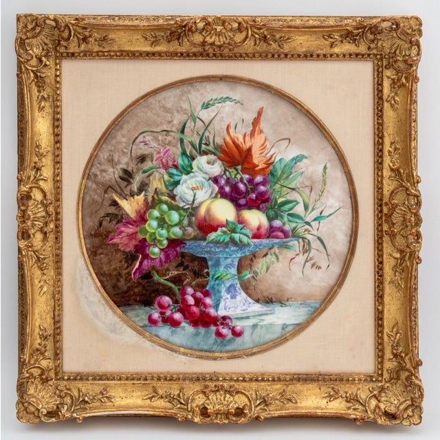 Herbert Cooper (British, 1842-1916), Group of Two Hand-Painted Porcelain Plaques, 1874, depicting still life scenes of...
