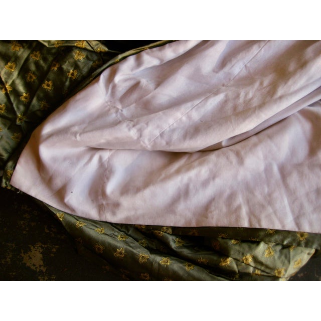 1980s French Empire Napoleon Style Green Silk Large Pair of Curtains ( 5 Pairs Available ) For Sale - Image 12 of 15