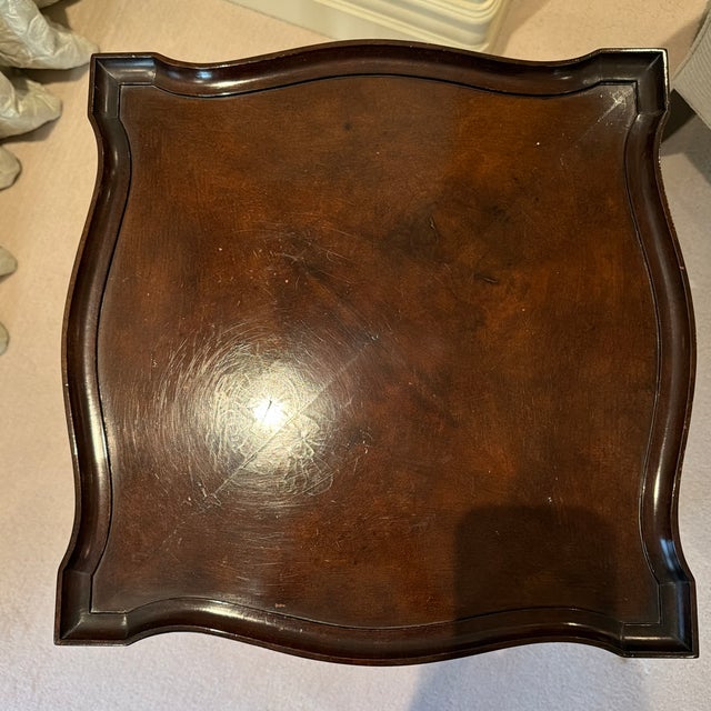 Art Deco Pair of Vintage Wm. A. Berkey Mahogany Regency-Style Gallery-Top Side Table For Sale - Image 3 of 11