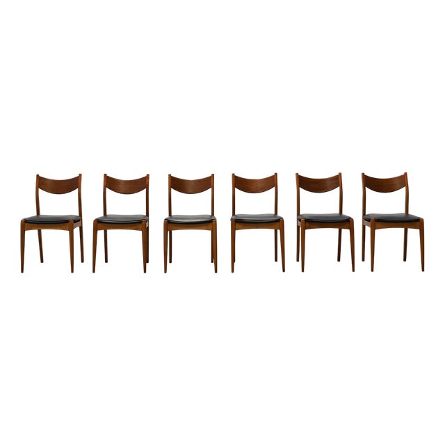 Mid-Century Modern Belgian Teak Dining Chairs, 1960s, Set of 6 For Sale