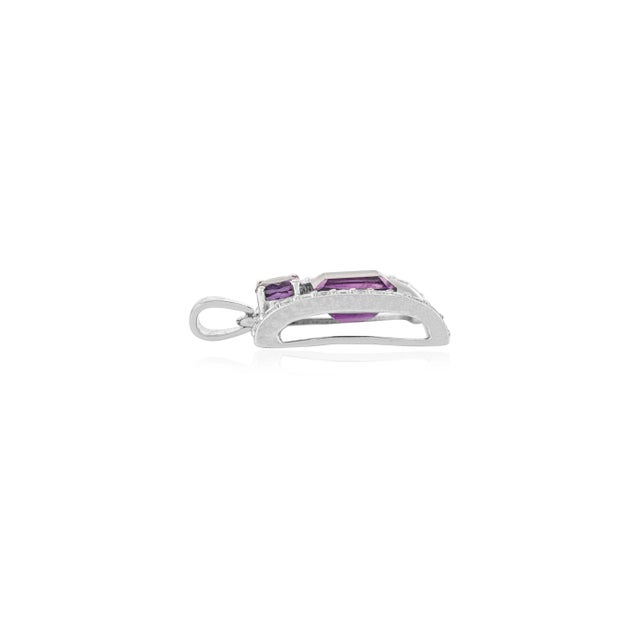 Not Yet Made - Made To Order Modernist 5.22 Carat Purple Amethyst Silver Charm Pendant by Carat&her - Gift for Her For Sale - Image 5 of 11