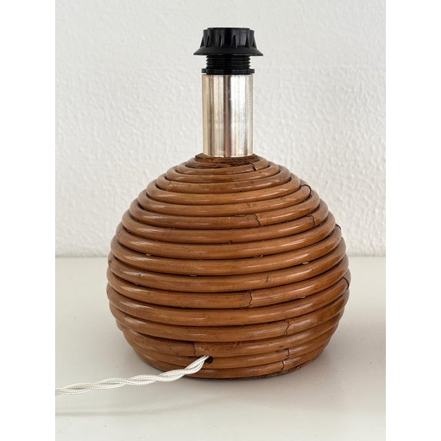 Maroon Vintage Italian Rattan Bamboo Table Lamps from Vivai Del Sud, 1970s, Set of 2 For Sale - Image 8 of 11