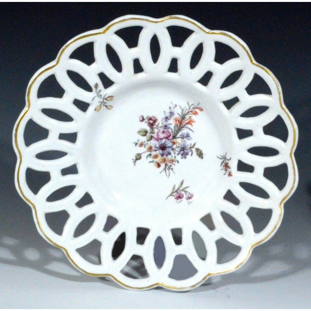Chelsea Porcelain Chelsea Porcelain Reticulated Dessert Dishes, Pair, Gold Anchor Period, Circa 1760 For Sale - Image 4 of 6