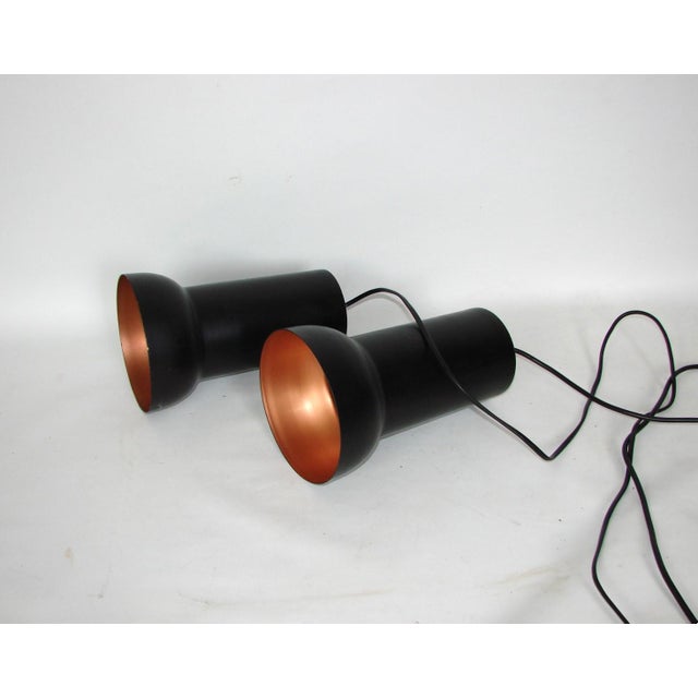 Vintage Modernist Black and Brass Pendant Lights, 1980s, Set of 2 For Sale - Image 6 of 6