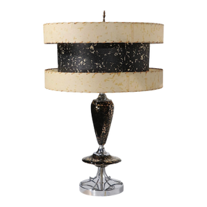 1950's Mid Century Table Lamp With Original Three Tier Fiberglass Shade