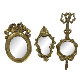 Vintage Collection of Three Small Rococò Style Wall Mirrors—Set of Three For Sale