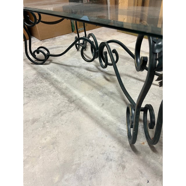 Mediterranean Wrought Iron Coffee Table With Glass Top For Sale - Image 3 of 10
