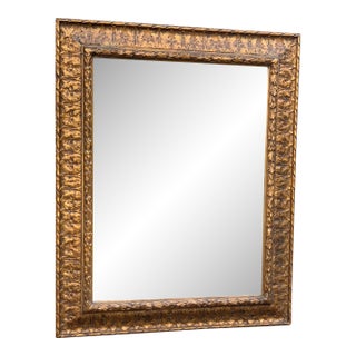 Antique Carved Giltwood Wall Mirror W/ Baroque Acanthus Frame For Sale