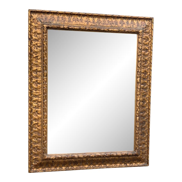 Antique Carved Giltwood Wall Mirror W/ Baroque Acanthus Frame For Sale