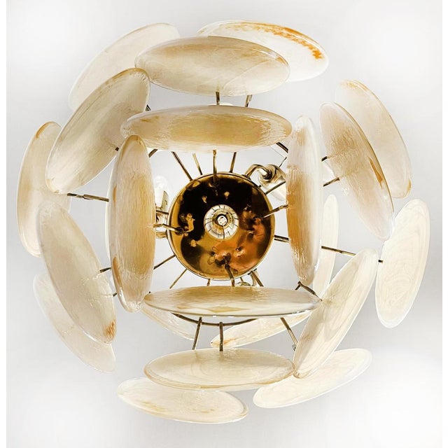 1990s Vintage Italian Murano Chandelier with 24 Gold Disks, 1990s For Sale - Image 5 of 13