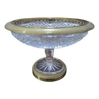 Antique Gilt Bronze and Cut Crystal Centerpiece Bowl, 1880 For Sale