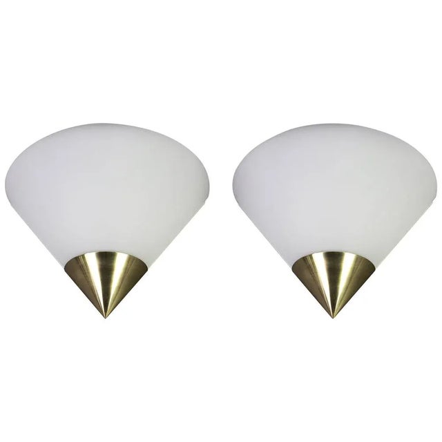 Glass German Opal Glass Sconces by Limburg, Set of 2 For Sale - Image 7 of 7