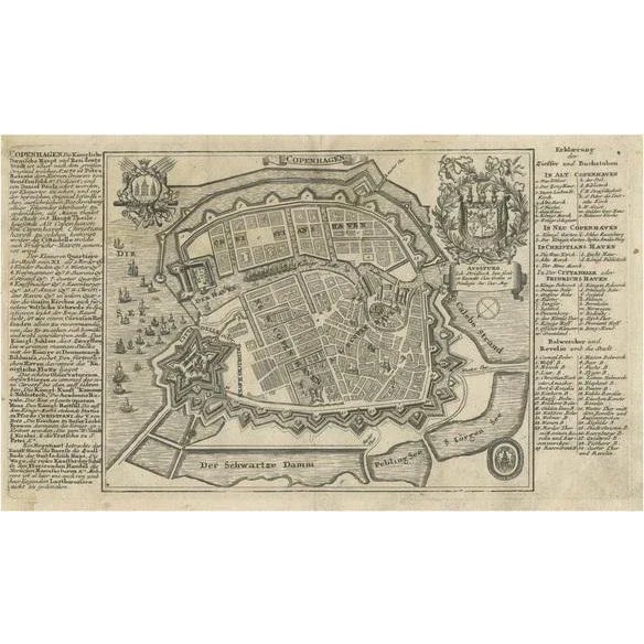 Antique Map of the City of Copenhagen in Denmark, 1720 For Sale - Image 10 of 10