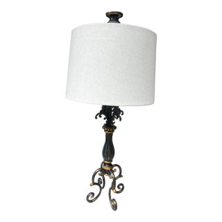 Vintage Metal Work Detailed Table Lamp For Sale