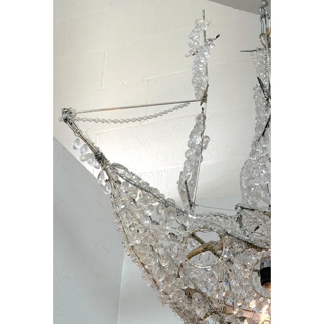 Italian Vintage Venetian Style Lucite Crystal Ship Motif Chandelier For Sale - Image 10 of 18