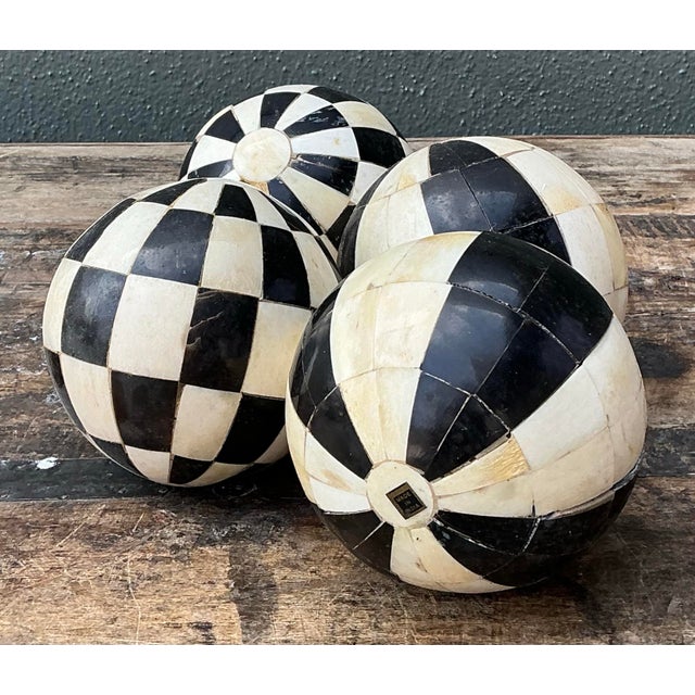 Vintage Decorative Tessellated Stone Spheres - Set of 4 For Sale - Image 11 of 12