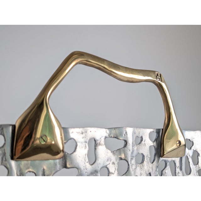 Brutalist Sculptural Brass and Aluminum Fireplace Screen by David Marshall, 1980s For Sale - Image 3 of 10