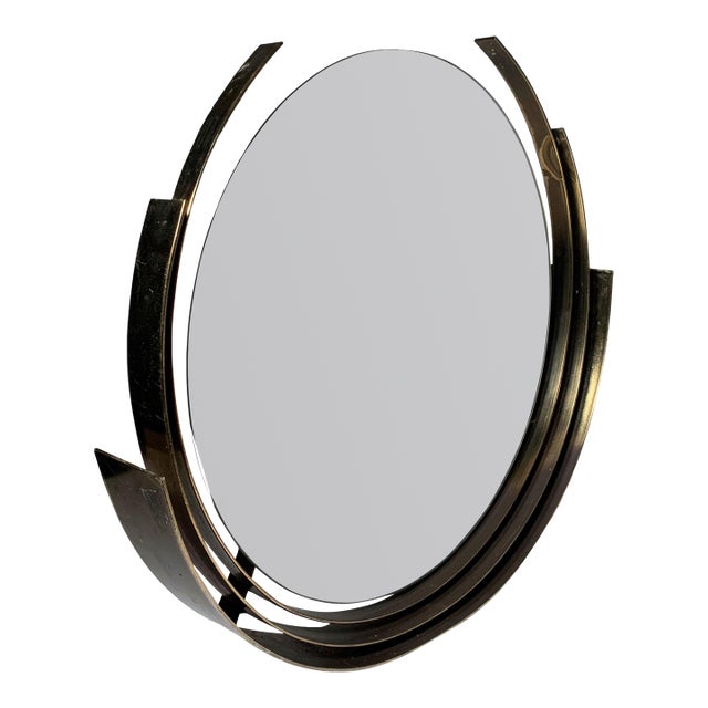 Curtis Jere Brass Circular Round Mirror / Paul Evans For Sale