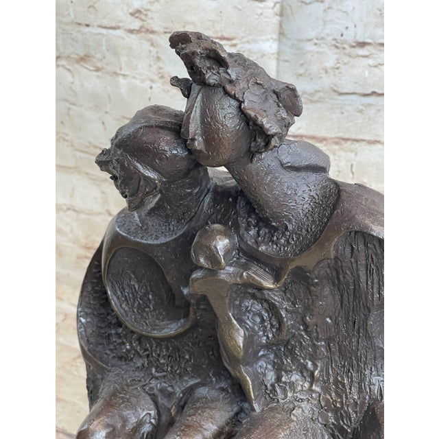 Metal Family Group Bronze Sculpture Modern Art Abstract Marble Figure Art Dali For Sale - Image 7 of 10