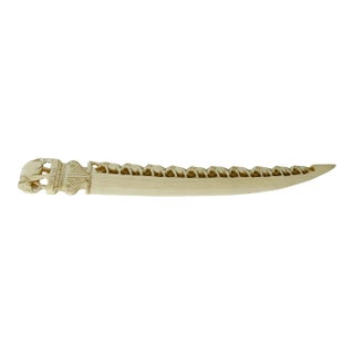 Antique Carved Bone Elephant Figurines Letter Opener For Sale