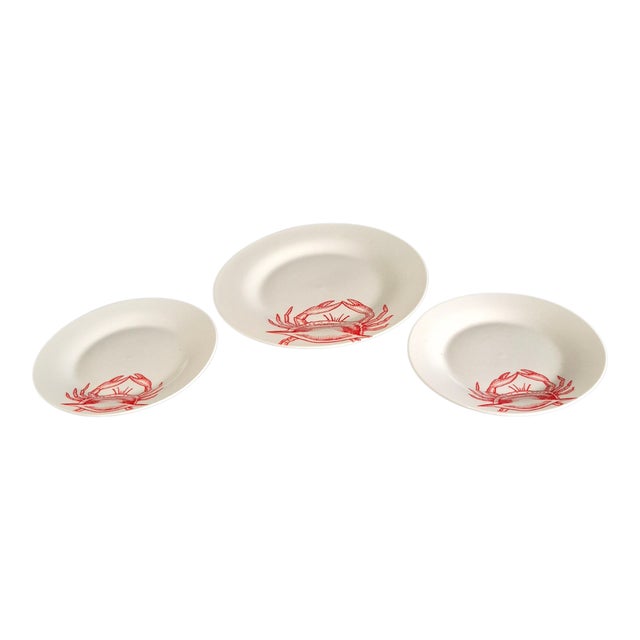 Red Late 20th Century Coastal Sea Life Red Crab Porcelain Serving Dishes - 3pcs For Sale - Image 8 of 8