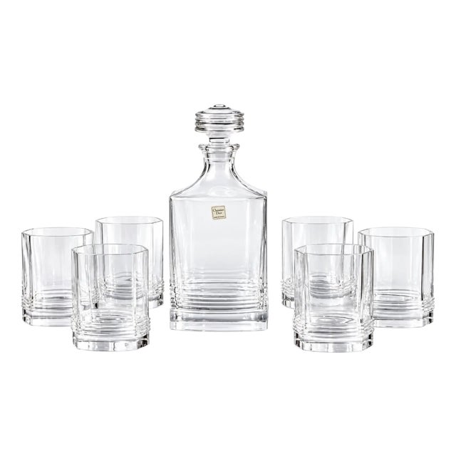 Lead Crystal Decanter and Whiskey Glasses from Christian Dior, 1970s, Set of 7 For Sale