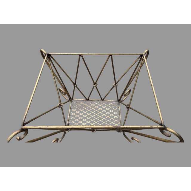 Hollywood Regency Vintage Hollywood Regency Gilt Metal Magazine Holder Basket For Sale - Image 3 of 8