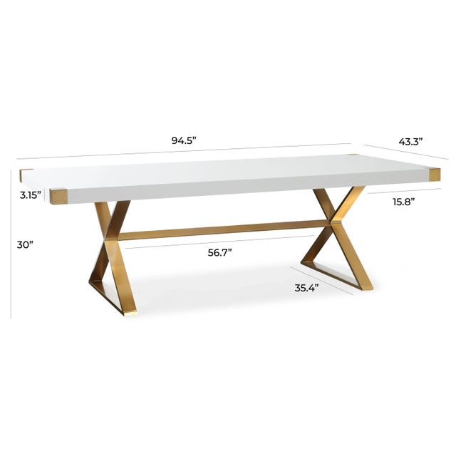 Adeline White Lacquer Dining Table For Sale - Image 10 of 11