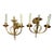 Pair of Antique French Brass Two-Light Wall Sconces With Double Scroll Arms For Sale