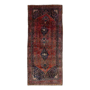 Allover Vintage Handmade Persian Bidjar Wool Rug in Red