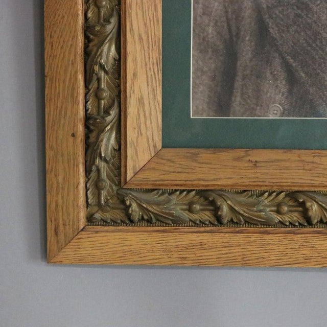 Late 19th Century Antique Portrait Print of a Man in Oak and Gold Leaf Frame C1890 For Sale - Image 5 of 9