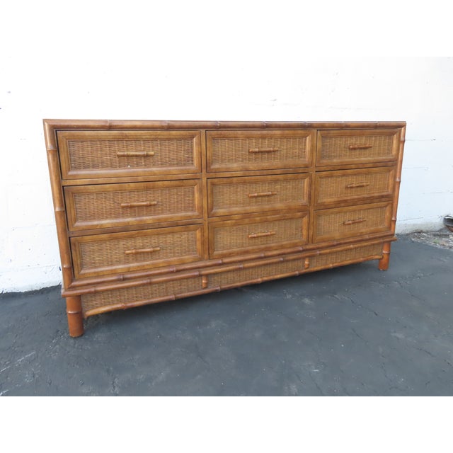 American of Martinsville Hollywood Regency Woven Rattan Dresser 6448 For Sale - Image 13 of 18