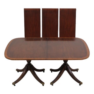 Baker Mahogany Inlaid Banded Dining Room Table For Sale