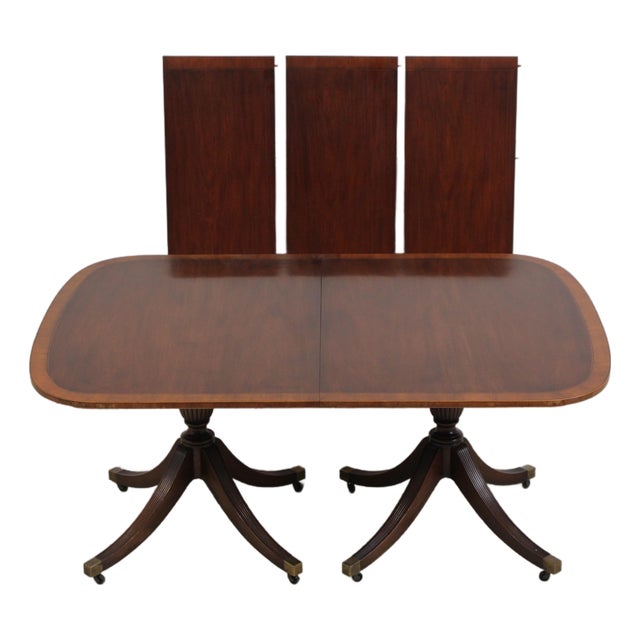 Baker Mahogany Inlaid Banded Dining Room Table For Sale