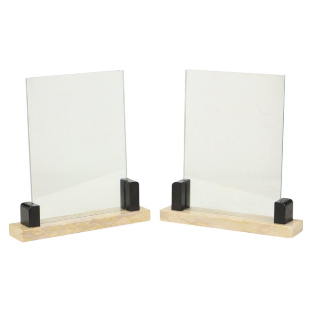 Beige Art Deco Photo Frames in Black and Beige Marble, 1930s, Set of 2 For Sale - Image 8 of 18