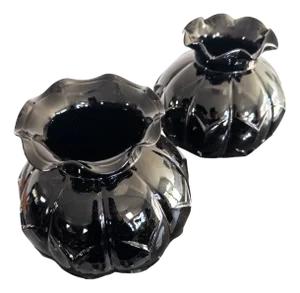 Art Deco Black Glass Vase by Edvin Ollers for Elme Glasbruk, Sweden, 1920s-1930s