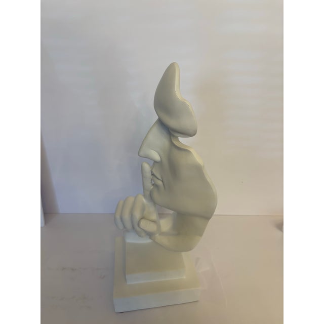 Contemporary Silence Is Golden Sculpture in White For Sale - Image 3 of 6