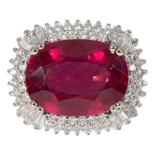 12Ct Madagascar Ruby Ring With Earth-Mined Diamond Accents: Solid 14k Gold, Size 6.75 For Sale